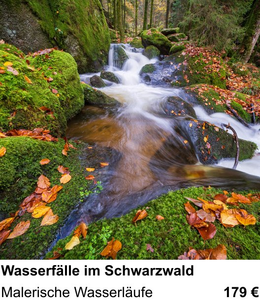 Technischer Foto-Workshop für Aufnahmen zu Wasserfälle im Schwarzwald: Malerische Wasserläufe